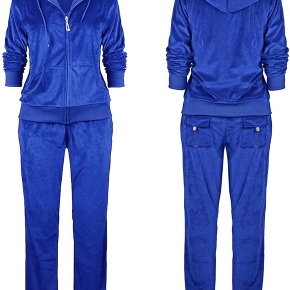 Blue Velour Tracksuit / Sweatsuit Size M - Picture 4 of 4